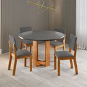 Ver imagem 2 de Mesa de Jantar 4 Lugares Fayra Mel/Cinza - Viero Móveis