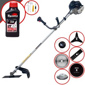 Roçadeira Anmax Cg430-b 43cc 1,7hp com Carretel + 4 Facas + Escova de Aço + Óleo Toyama 2t