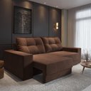 Ver imagem 1 de Sofá Luca 3 Lugares Retrátil 202cm Marrom Suede para Sala Cia Lar