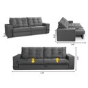 Ver imagem 3 de Sofá Retrátil e Reclinável 3 Lugares 2,50m com Molas Madrid Suede Cinza Mirra Decor