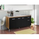 Ver imagem 2 de Balcão Gabinete de Pia 150cm 4 Portas 1 Gaveta Gabriela Amendoa/preto sem Tampo - Ajl