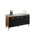 Ver imagem 1 de Balcão Gabinete de Pia 150cm 4 Portas 1 Gaveta Gabriela Amendoa/preto sem Tampo - Ajl