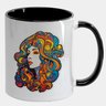 Caneca Branca com Interna Preta Y5 Mulher Cabelo Colorido - 1