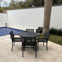 Ver imagem 3 de Conjunto de Mesa 90cm Ripada Amélia 4 Poltronas Piscina e Jardim - Preto