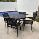 Ver imagem 2 de Conjunto de Mesa 90cm Ripada Amélia 4 Poltronas Piscina e Jardim - Preto