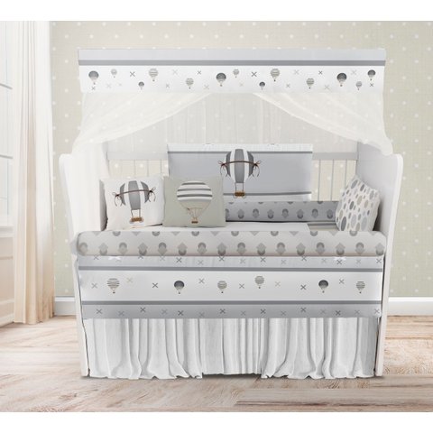 Kit Berço Enxoval de Bebê Elefantinho Cinza