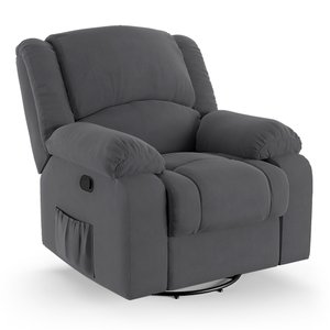 Poltrona do Papai Reclinável Melim Glider Giratória Massagem Veludo Cinza Fh1 - D'rossi
