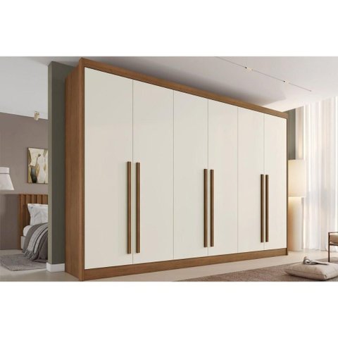 Guarda Roupa Casal 6 Portas Alba Castanho/Off White Europa