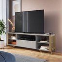 Ver imagem 3 de Rack Industrial Telado Sala para Tv até 60 Polegadas P1017 Arenas e Dourado Placa e Ponto