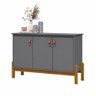 Buffet Sonetto 3 Portas Aparador Balcão Cantinho do Café Sala Jantar Pés Madeira Maciça - Cinza - 2