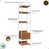 Armário Estante Organizadora Torre 2 Gavetas 3 Prateleiras Canela/branco Brilho - 3