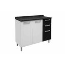 Ver imagem 2 de Gabinete de Cozinha Modulado Balcão Múltipla 6114 3 Portas 2 Gavetas c/Tampo Branco/Preto - Bertolin