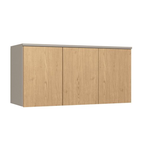 Módulo Aéreo para Quarto 3 Portas Elegance Marrom/Níquel/Angelin