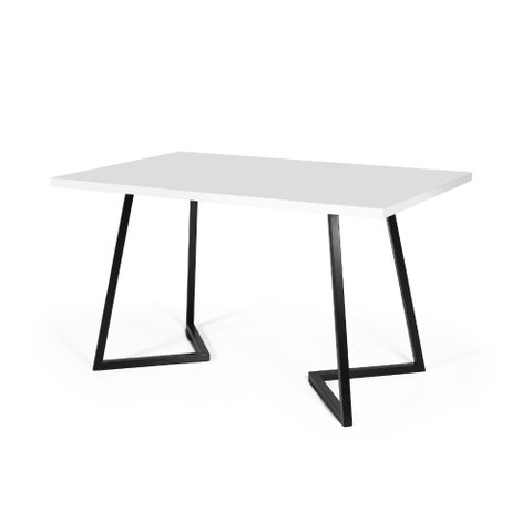 Mesa de Jantar Industrial Retangular 180x90cm 6 a 8 Lugares Rigo MDF Branca - Straub Web