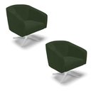 Ver imagem 2 de Poltrona Sala Decorativa Kit 2 Stella Giratória Cromada Sintético Pu Verde D03 - D’Rossi