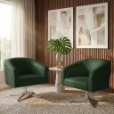 Ver imagem 1 de Poltrona Sala Decorativa Kit 2 Stella Giratória Cromada Sintético Pu Verde D03 - D’Rossi