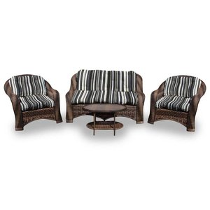 Conjunto de Sofá Fibra Sintética Melo - 1 Sofá 2 L + 2 Poltronas + 1 Mesa Centro - Tecido Illimani P