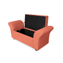 Kit Cabeceira Geovana com Baú Veneza Solteiro 90 Cm Suede Coral - Incasa Decor - 4