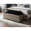 Ver imagem 2 de Puf Baú Estofado de Casal Cor Bege 140x40x45cm Modelo em Capitonê - Elegância e Funcionalidade