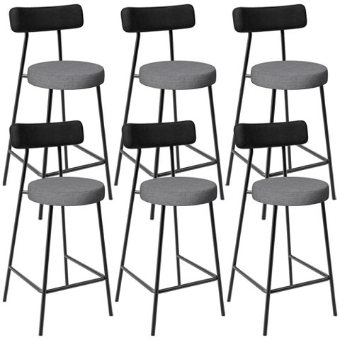 Kit 06 Banquetas Baixa Cozinha Sala Jantar Bancada Milão L02 Couríssimo Preto Cinza Escuro - lyam de