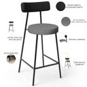 Ver imagem 4 de Kit 06 Banquetas Baixa Cozinha Sala Jantar Bancada Milão L02 Couríssimo Preto Cinza Escuro - lyam de