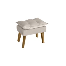 Poltrona Decorativa Opala e Puff Suede Bege Su Decor - 3