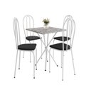 Ver imagem 2 de Conjunto Sala de Jantar Mesa Quadrada 70cm Tampo Granito com 4 Cadeiras Leia Branco/Preto/Ocre