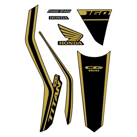 Kit Adesivo Faixa Protetor Cg Titan 160 Bege e Preto Ano 2018 a 2021 Cobra Motoparts