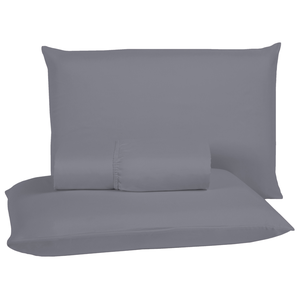 Kit Jogo de Cama 400 Fios Casal 3 Peças Hotel Pousada Tecido Acetinado:cinza