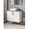 Gabinete para Banheiro com Cuba 80cm Mdf Nogal com Branco Paris - On Móveis - 1