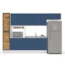 Ver imagem 4 de Cozinha Pérola com Rodapé e Cristaleira com LED 5 Peças 320 cm Yescasa Azul