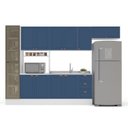 Ver imagem 2 de Cozinha Pérola com Rodapé e Cristaleira com LED 5 Peças 320 cm Yescasa Azul