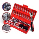 Ver imagem 1 de Kit Chaves Soquete Catraca Reversível 46 Peças Multiuso Profissional Maleta Chaves e Bits Aço Cor