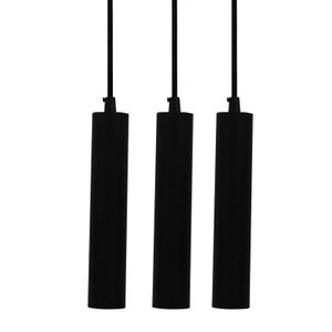 Kit 3x Pendente Tubo Cilindro Preto Alumínio Balcão Cozinha Mr11 + Lâmpadas Led 3000k Bivolt