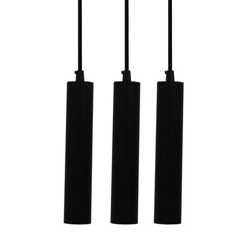 Kit 3x Pendente Tubo Cilindro Preto Alumínio Balcão Cozinha Mr11 + Lâmpadas Led 3000k Bivolt