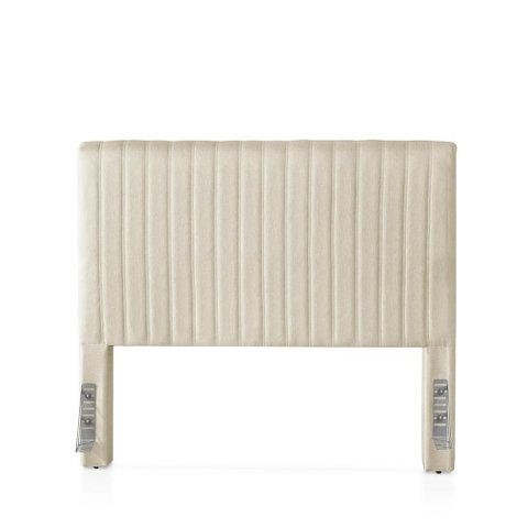 Cabeceira King Estofada Elara Canelada 193 cm - Linho Off White