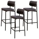 Ver imagem 1 de Kit 03 Banquetas Alta Bar Cozinha Sala de Jantar Aço Preto Kaira C01 Linho Preto Courino Preto -