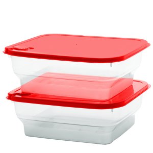 Kit 2 Potes Plast C/ Tampa C/ Saída de Vapor Branca Tóquio 1,6l:vermelho