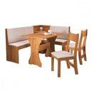 Ver imagem 1 de Mesa com Banco Canto Estofado e 2 Cadeiras Golden Mel Tecido Linho Amendoa Viero