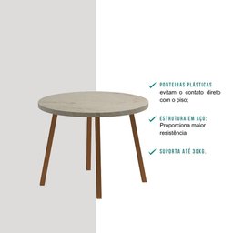 Mesa de Jantar Stellar Redonda 99cm 4 Lugares Pés Metal Per Cor:petra com Rosê Cobre - 5