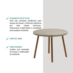 Mesa de Jantar Stellar Redonda 99cm 4 Lugares Pés Metal Per Cor:petra com Rosê Cobre - 4