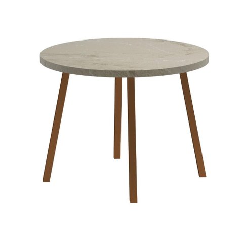 Mesa de Jantar Stellar Redonda 99cm 4 Lugares Pés Metal Per Cor:petra com Rosê Cobre