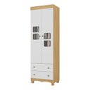 Ver imagem 2 de Guarda-roupa Infantil 62cm 2 Portas com Vidro e 2 Gavetas Luna Multimóveis Mp4411 Madeirado/branco