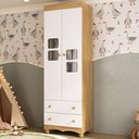 Ver imagem 1 de Guarda-roupa Infantil 62cm 2 Portas com Vidro e 2 Gavetas Luna Multimóveis Mp4411 Madeirado/branco