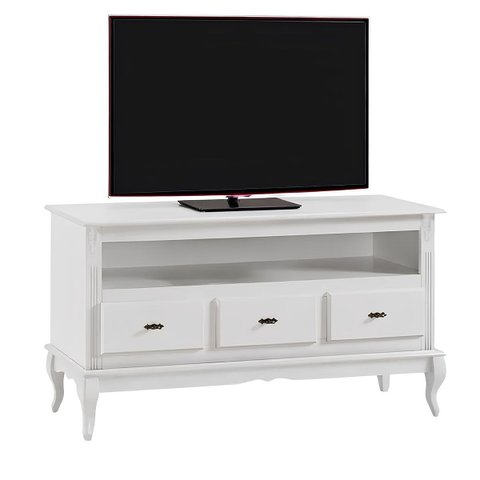 Rack para Sala com Pés Luis Xv 3 Gavetas e Nicho 60501 Linz Móveis
