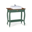 Ver imagem 1 de Bancada Aparador Mini Lavabo com Cuba 1 Gaveta Pés Luiz Xv Dália 3062 - Verde Musgo/imbuia Glazer