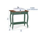 Ver imagem 5 de Bancada Aparador Mini Lavabo com Cuba 1 Gaveta Pés Luiz Xv Dália 3062 - Verde Musgo/imbuia Glazer