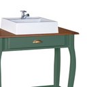 Ver imagem 4 de Bancada Aparador Mini Lavabo com Cuba 1 Gaveta Pés Luiz Xv Dália 3062 - Verde Musgo/imbuia Glazer