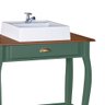 Bancada Aparador Mini Lavabo com Cuba 1 Gaveta Pés Luiz Xv Dália 3062 - Verde Musgo/imbuia Glazer - 4