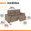 Ver imagem 3 de Sofá Retrátil e Reclinável 3 Lugares 2,30m com Porta Copos Bulgária